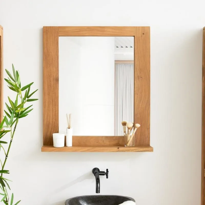 Oglindă de baie cu raft