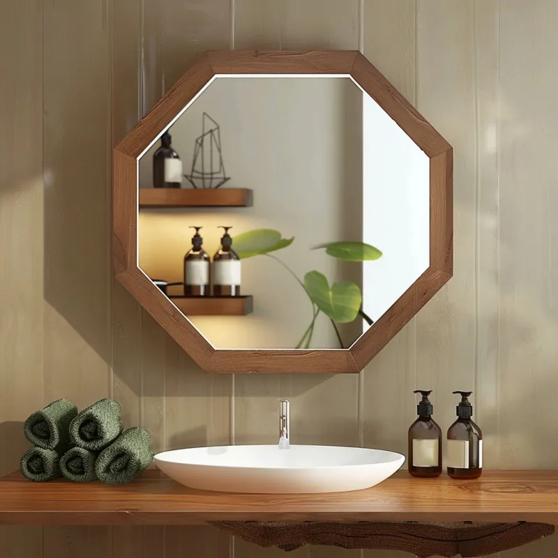 Oglindă de baie hexagonală