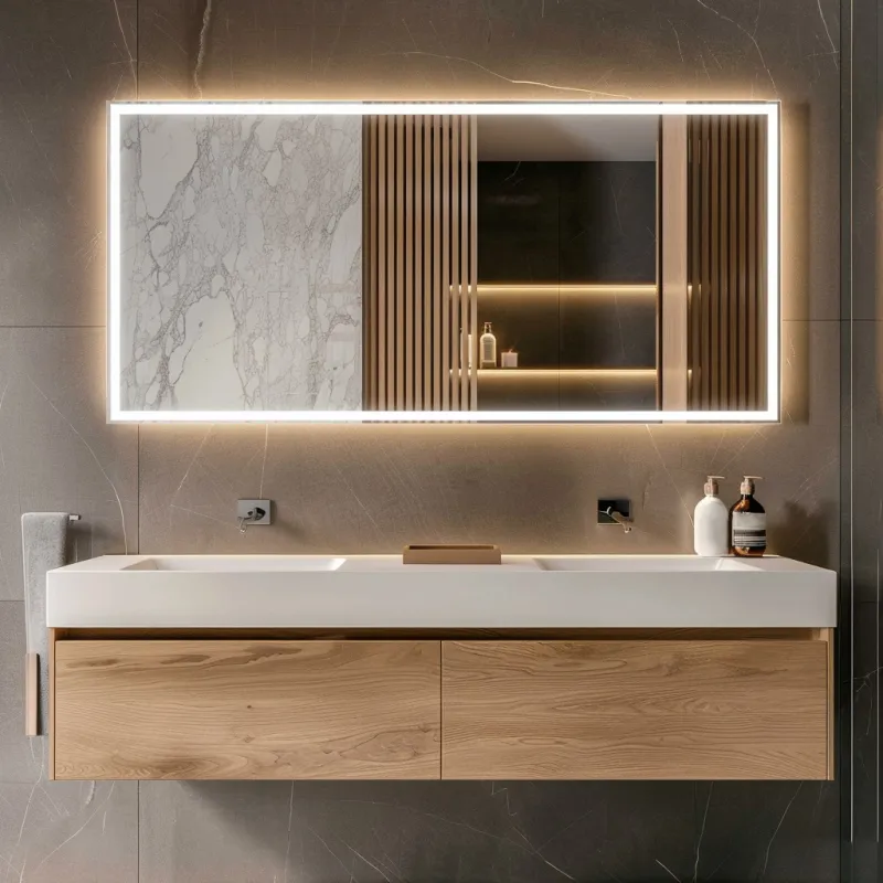 Oglindă de vanitate pentru baie luminată